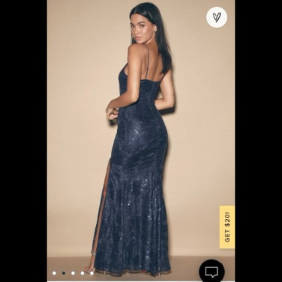 Lulus Pure Beauty Navy Blue Sequin Sleeveless Maxi Dress - Picture 3 of 12